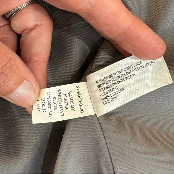 Gap Academy Blazer navy white stripes jersey knit two button size 6 - Picture 9 of 12